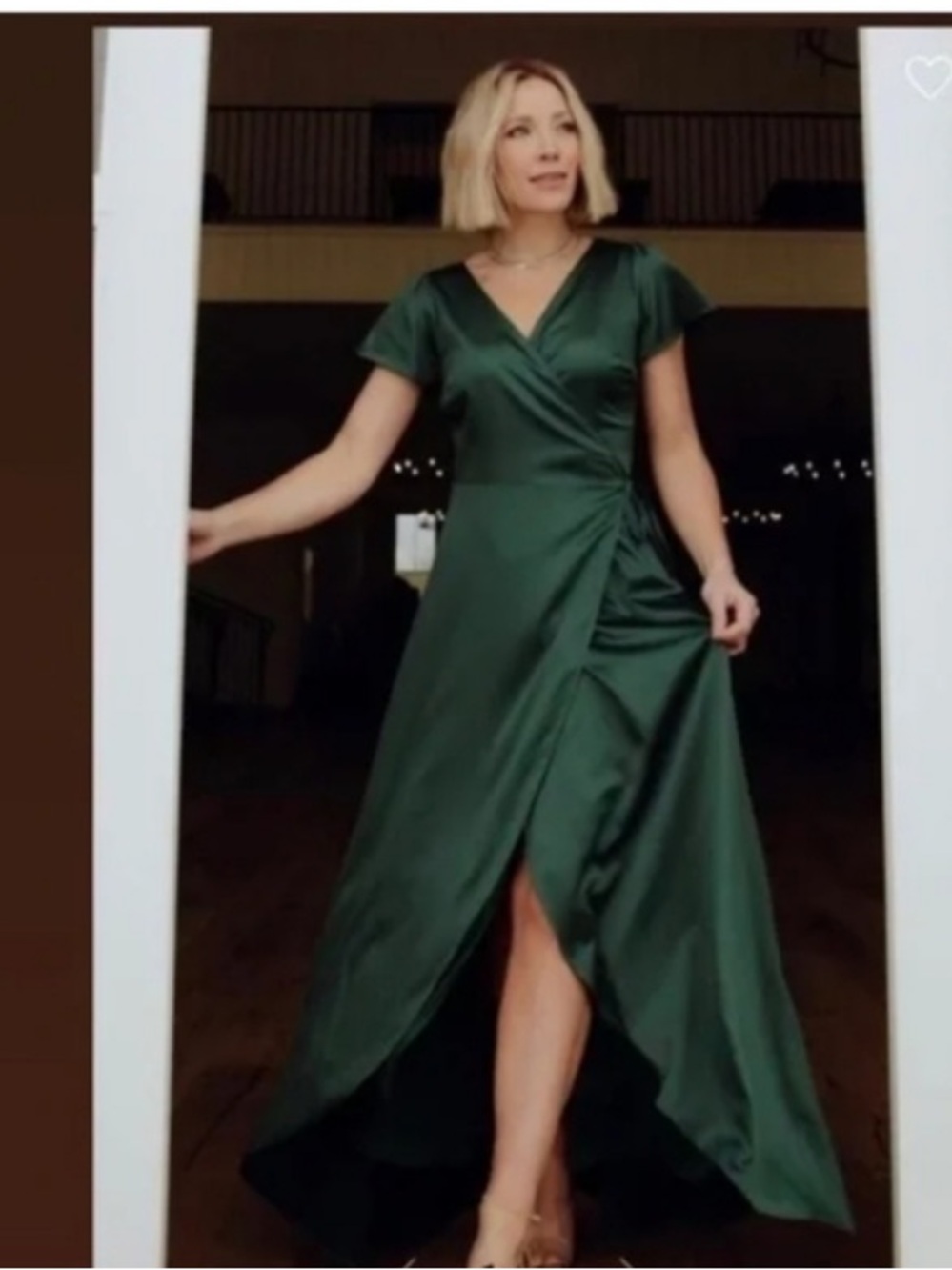 Baltic Born NWT Emerald Green Satin Wrap Maxi Formal Evening Dress Size XL